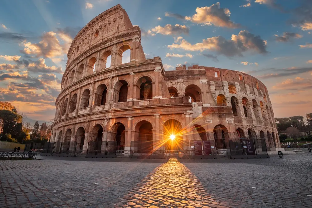colosseum with sunset